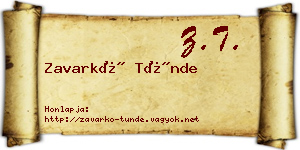 Zavarkó Tünde névjegykártya